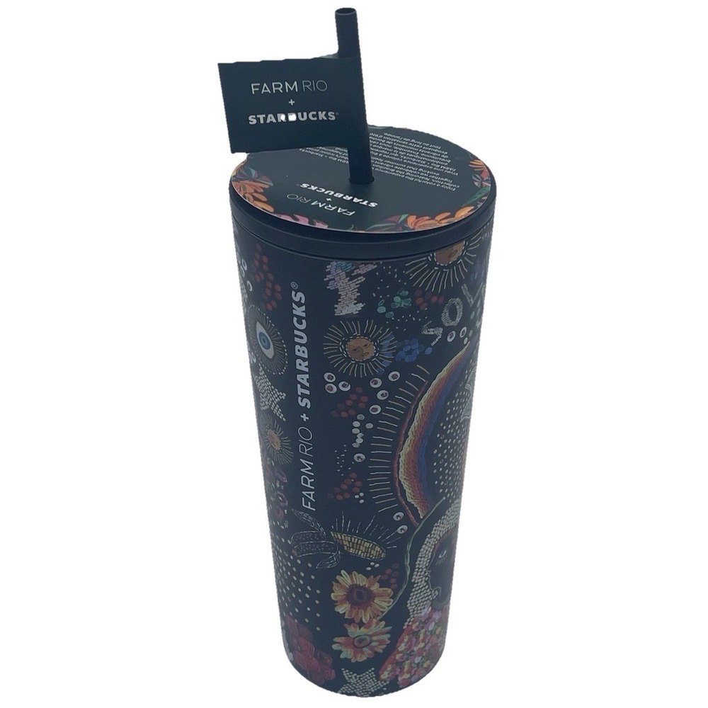 Starbucks X Farm Rio Tumbler Borogodo 24 Oz Graphic Print Colorful Stainless NEW